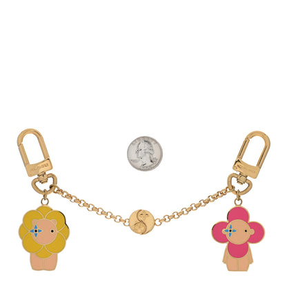 Louis Vuitton Metal Enamel Monogram Vivienne And Petula Best Friends Bag Charm Key Holder Gold 2 of 4