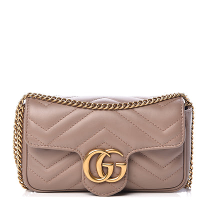 Gucci Calfskin Matelasse Super Mini GG Marmont Shoulder Bag Porcelain Rose 1 of 11