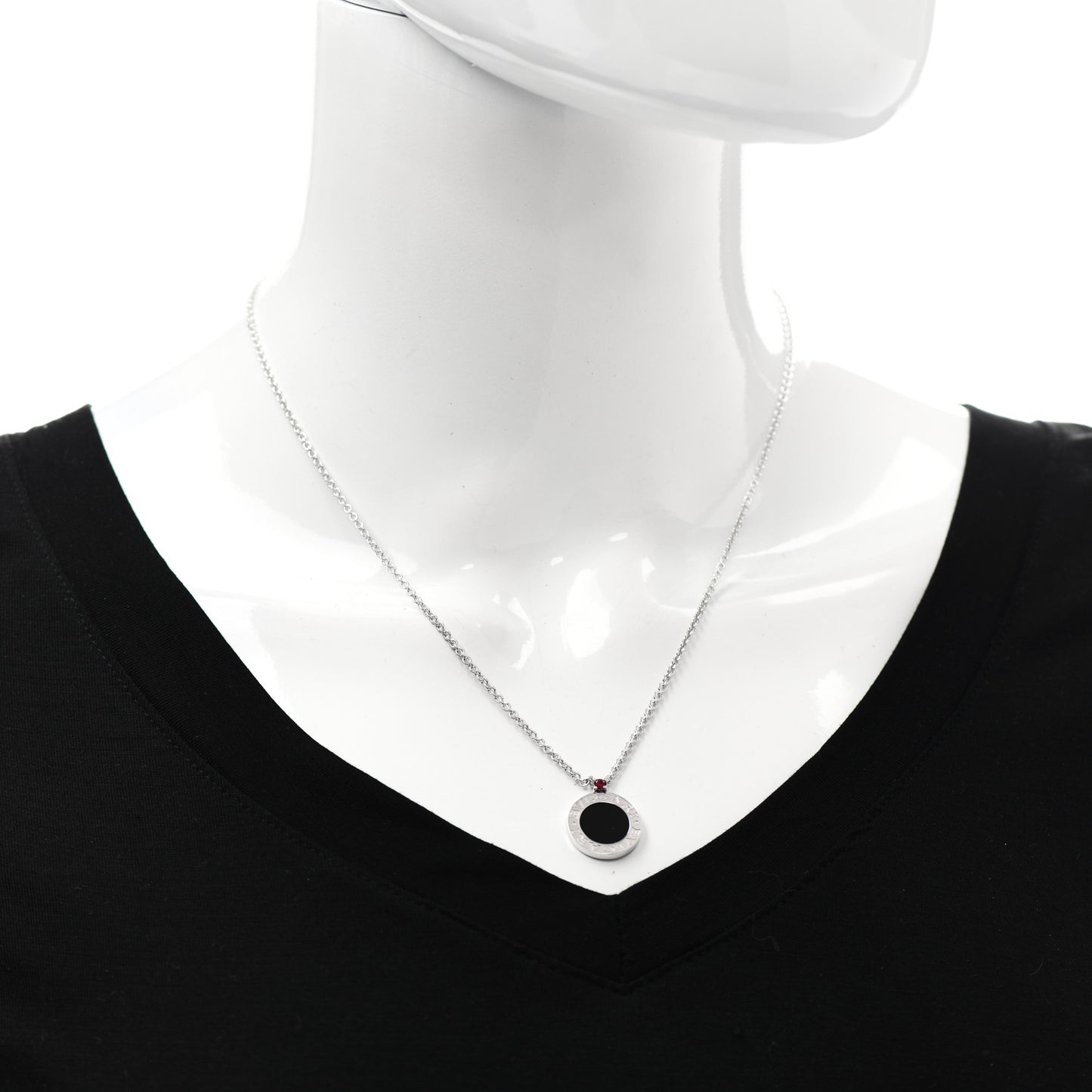 Sterling Silver Black Onyx Ruby Save The Children Anniversary Pendant Necklace