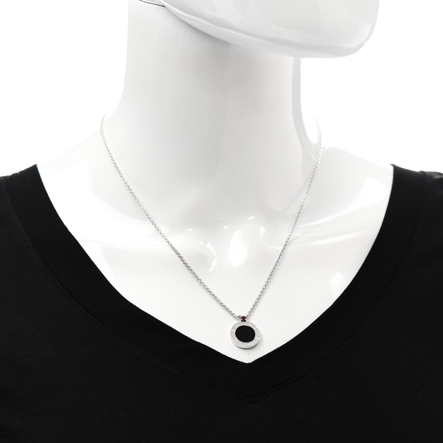 Bulgari Sterling Silver Black Onyx Ruby Save The Children Anniversary Pendant Necklace 2 of 7
