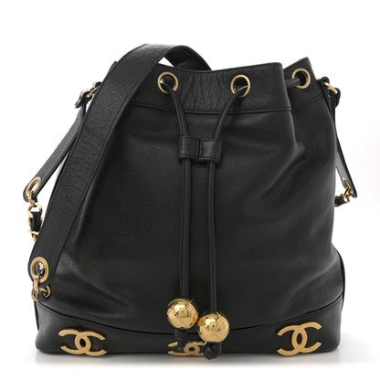 Chanel Caviar CC Drawstring Shoulder Bag Black 1 of 12