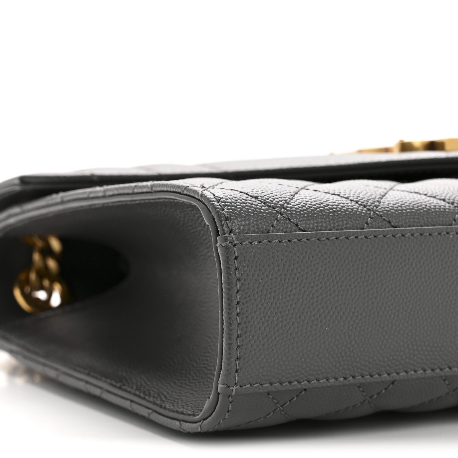 Saint Laurent Grain De Poudre Textured Mixed Matelasse Medium Triquilt Monogram Satchel Storm 9 of 11