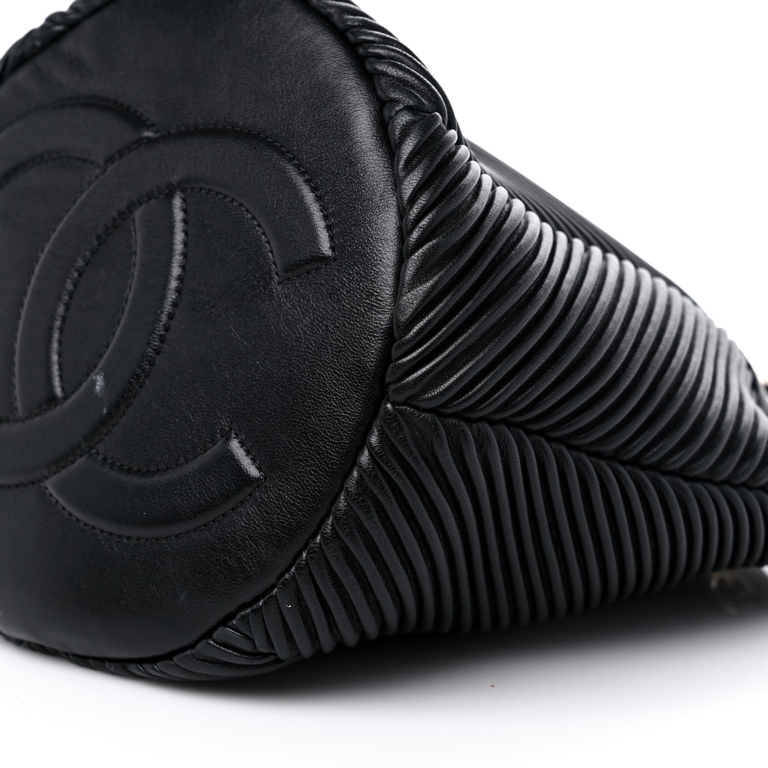 Chanel Lambskin Chevron Drawstring Bag Black 9 of 13