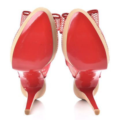 Christian Louboutin Fishnet Mesh Exclu 140 Platform Slingback Pumps 40 Red 7 of 11