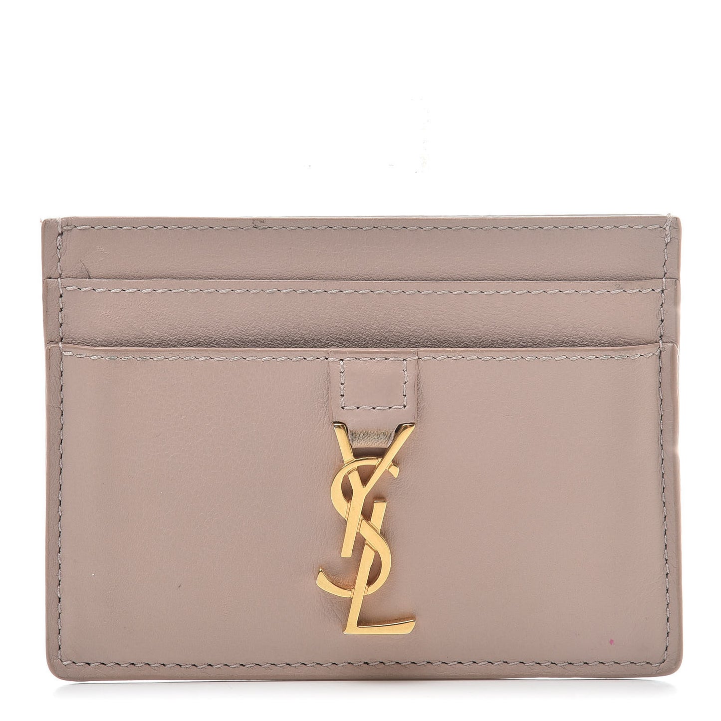 Calfskin Monogram Credit Card Case Nude