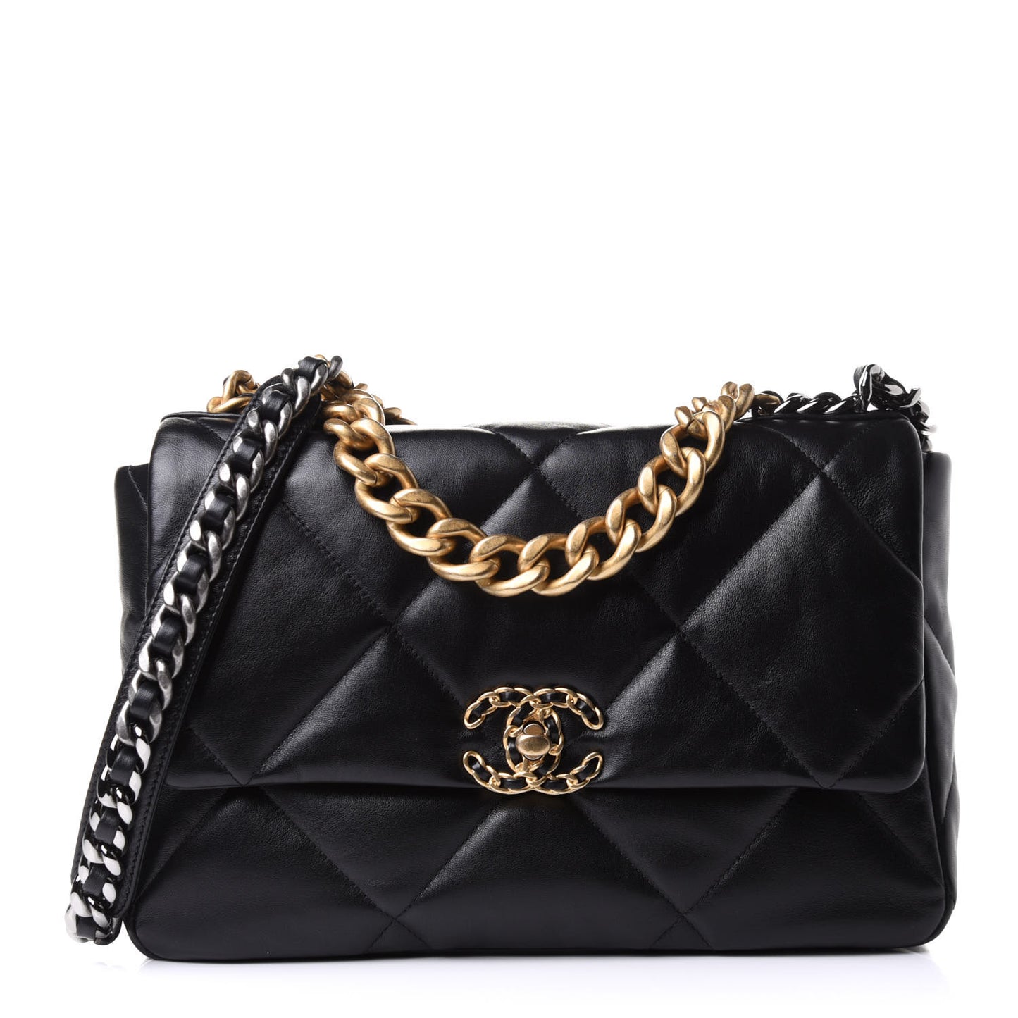 Lambskin Quilted Large Chanel 19 Flap Black
