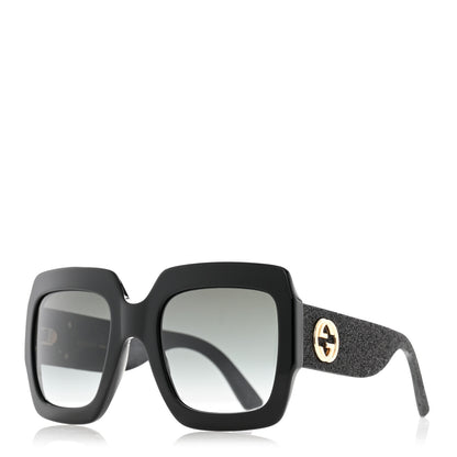 Gucci Square Frame GG0102S Sunglasses Glitter Black 1 of 9
