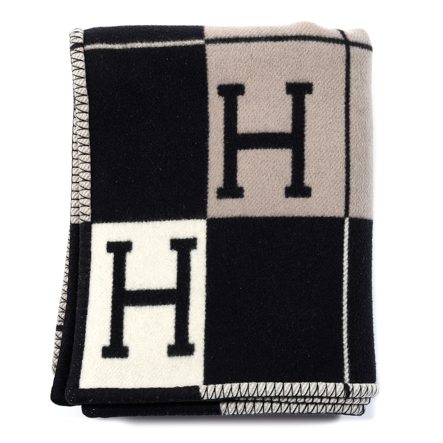 Wool Cashmere Avalon III Blanket Ecru Black
