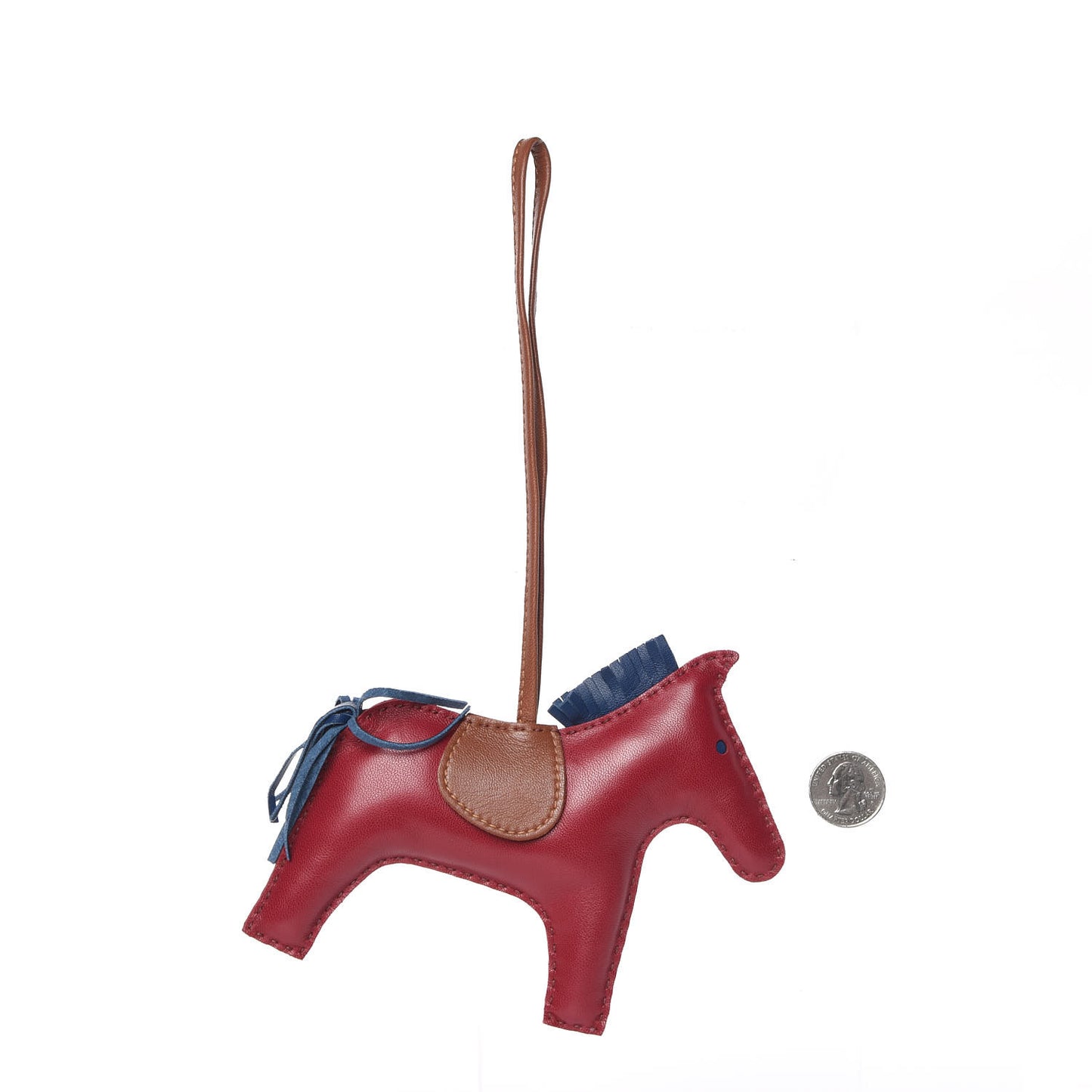 Milo Lambskin Grigri Rodeo Horse Bag Charm GM Rubis Bleu de Malte Fauve