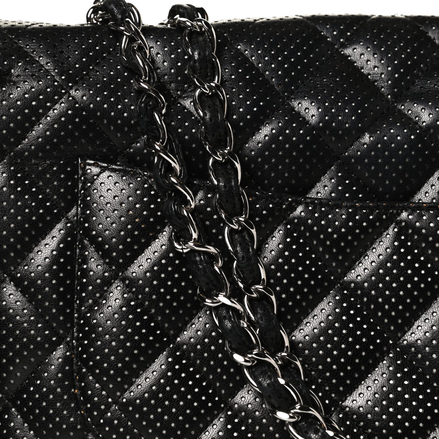 Lambskin Perforated Jumbo Single Flap Black