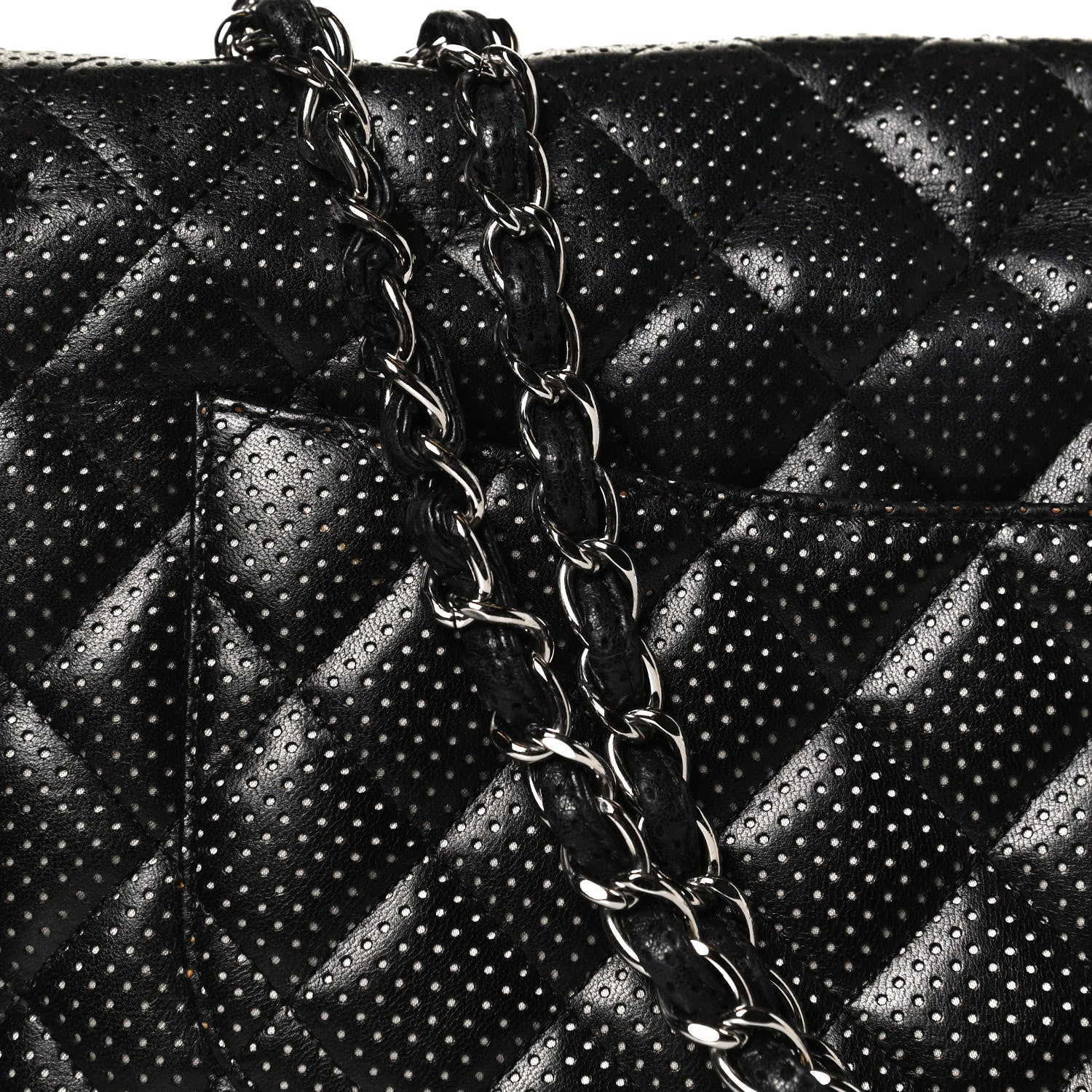 Chanel Lambskin Perforated Jumbo Single Flap Black 13 of 14