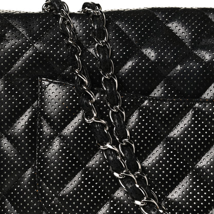 Chanel Lambskin Perforated Jumbo Single Flap Black 13 of 14