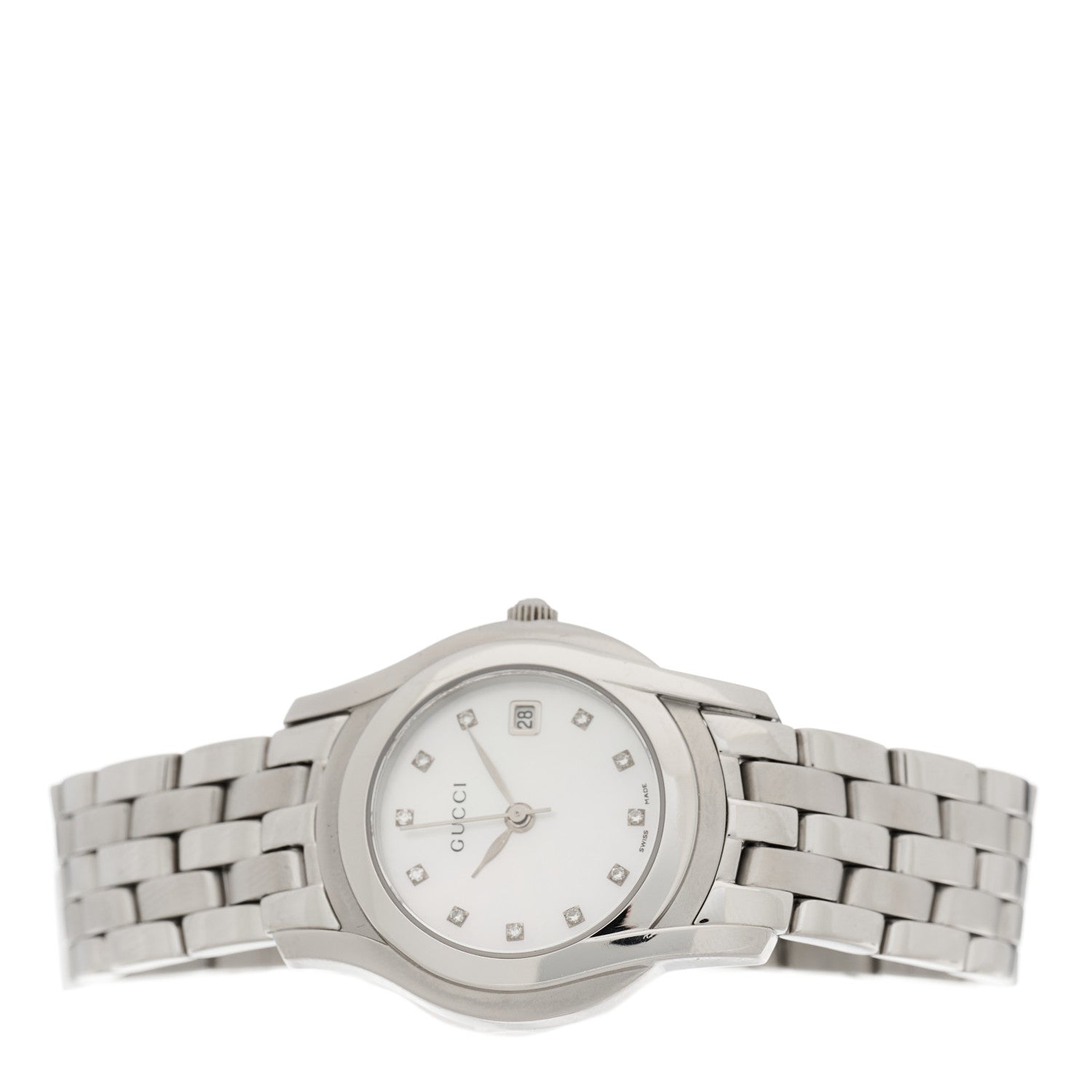 Gucci Stainless Steel Diamond Mother of Pearl 27mm 5500L Quartz Watch 2 of 4