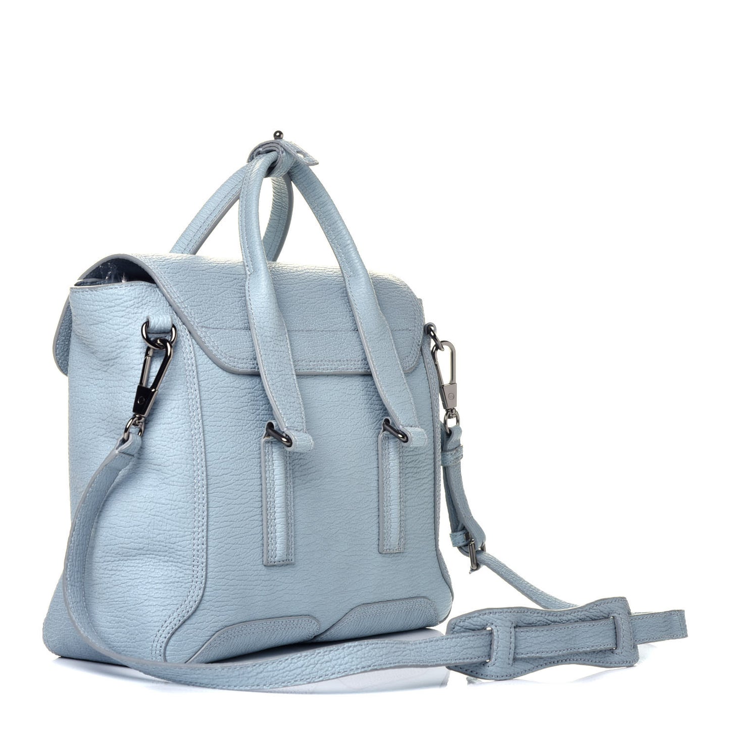 Textured Calfskin Medium Pashli Satchel Light Blue