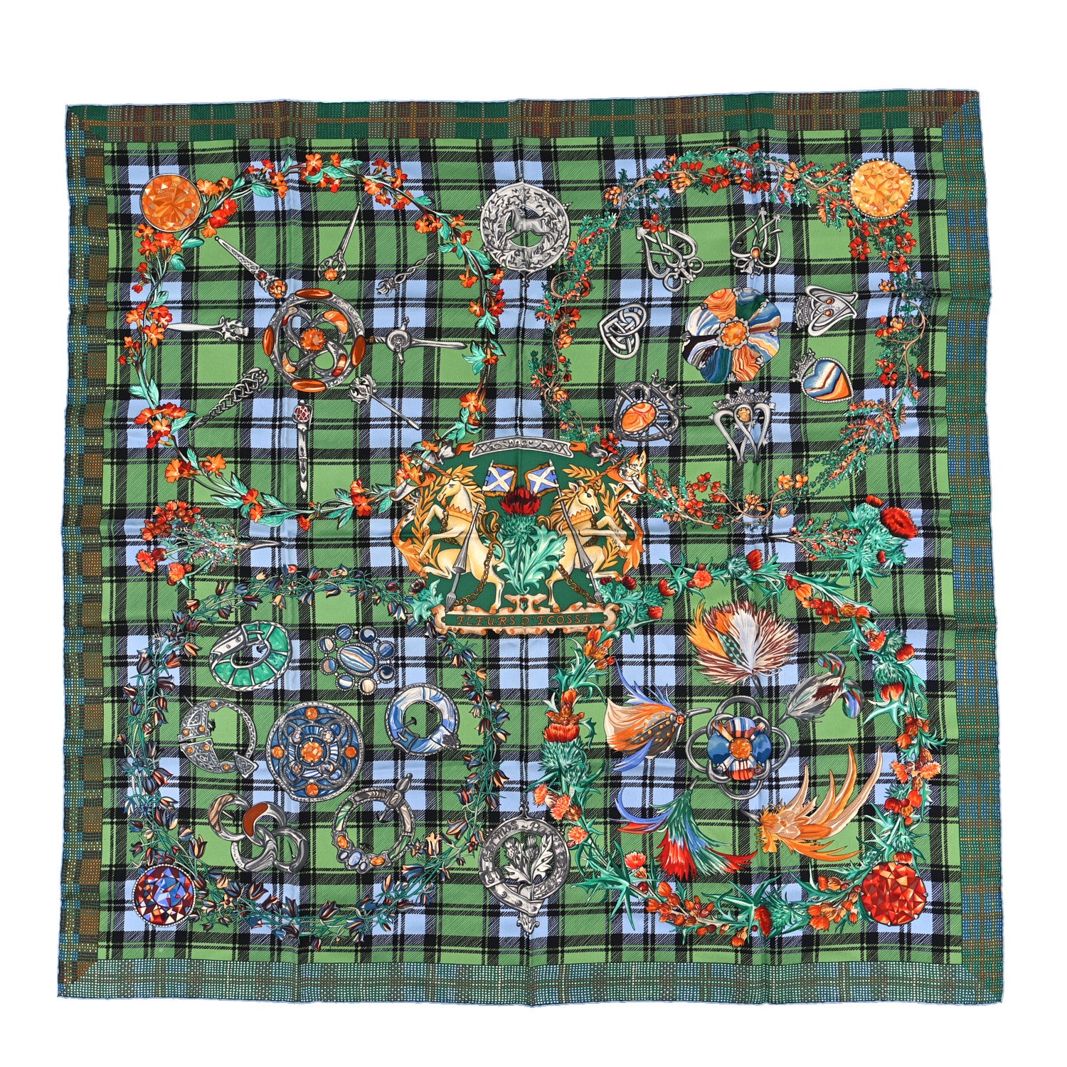 Hermes Silk Fleurs D Ecosse Scarf 90 1 of 3
