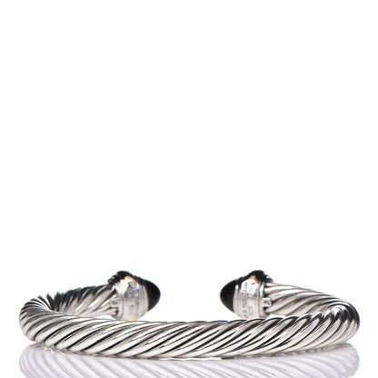 David Yurman Sterling Silver 14K Yellow Gold Black Onyx 7mm Cable Classics Bracelet 3 of 5