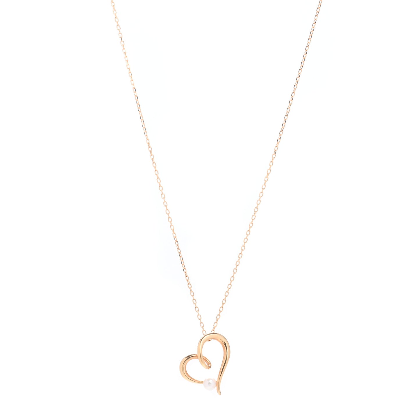 18K Yellow Gold Akoya Pearl 4mm Heart Pendant Necklace
