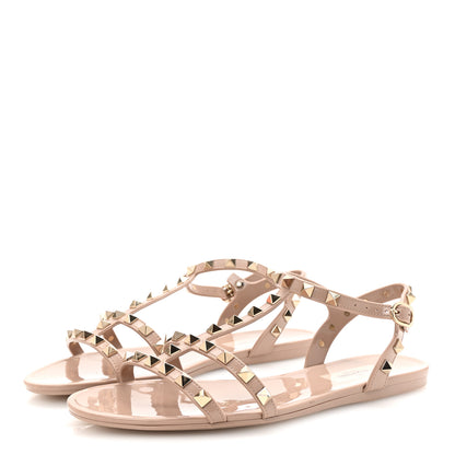 Valentino Garavani PVC Jelly Rockstud Caged Sandals 39 Poudre 4 of 8