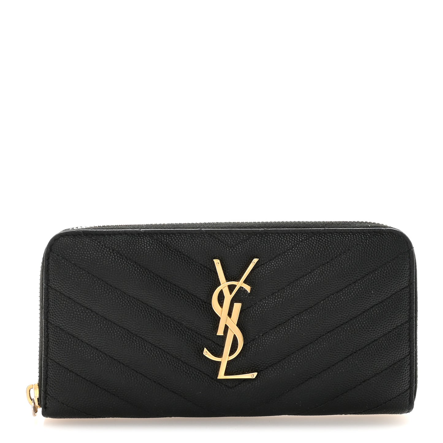 Grain De Poudre Matelasse Chevron Monogram Zip Around Wallet Black