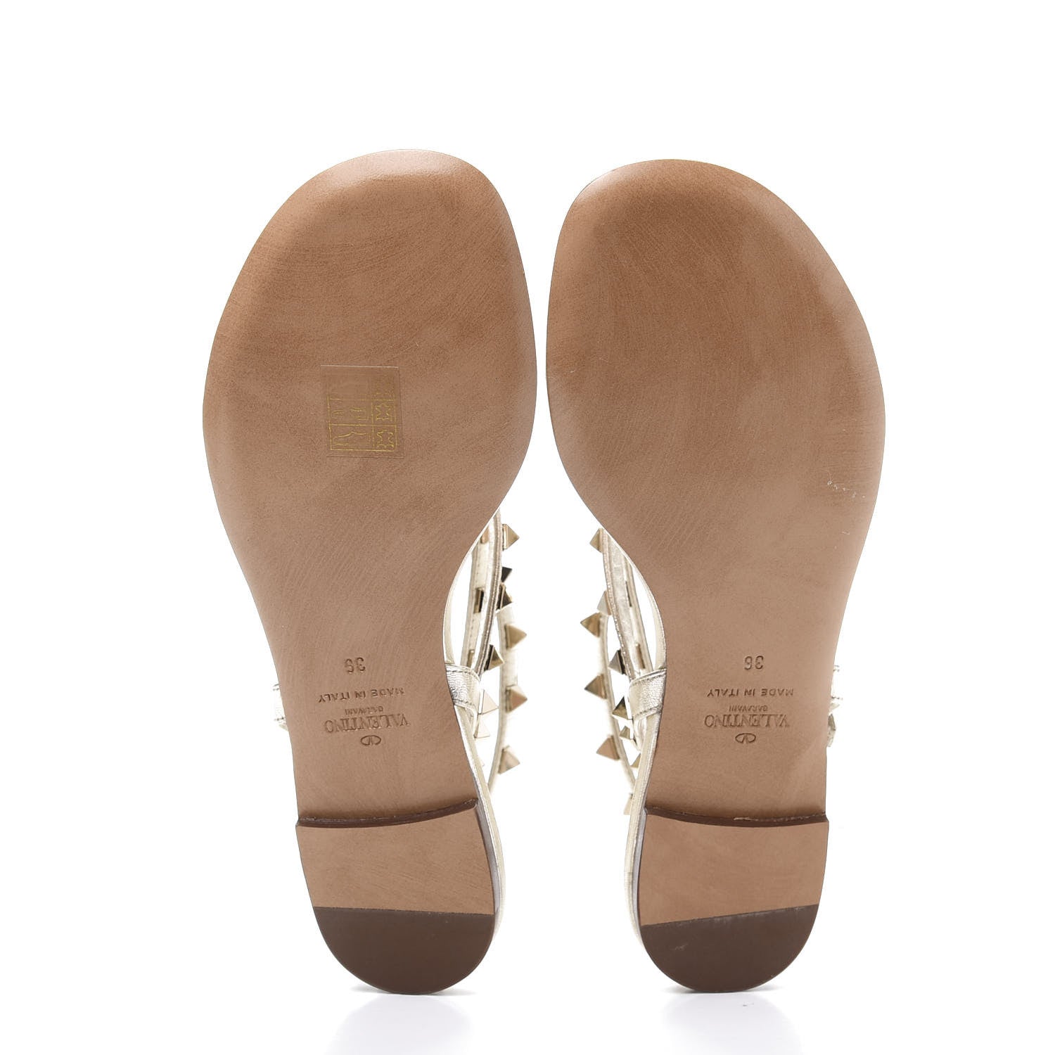 Valentino Garavani Metallic Nappa Rockstud Ankle Wrap Flat Thong Sandals 36 Platino 5 of 9