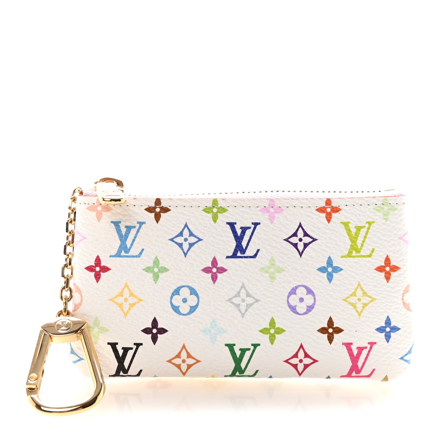 LV X TM Monogram Multicolor Key Pouch White