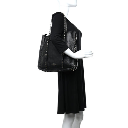 Valentino Garavani Vitello Rockstud Shopper Tote Black 2 of 9