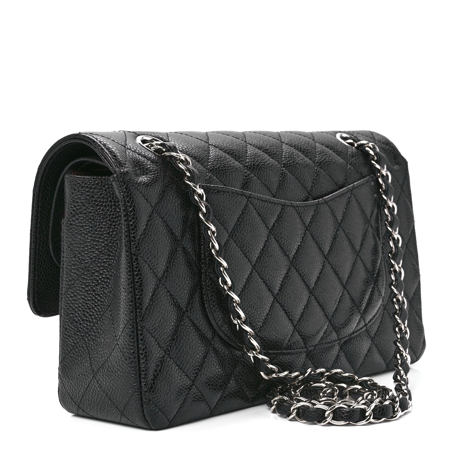 Caviar Quilted Medium Double Flap Black
