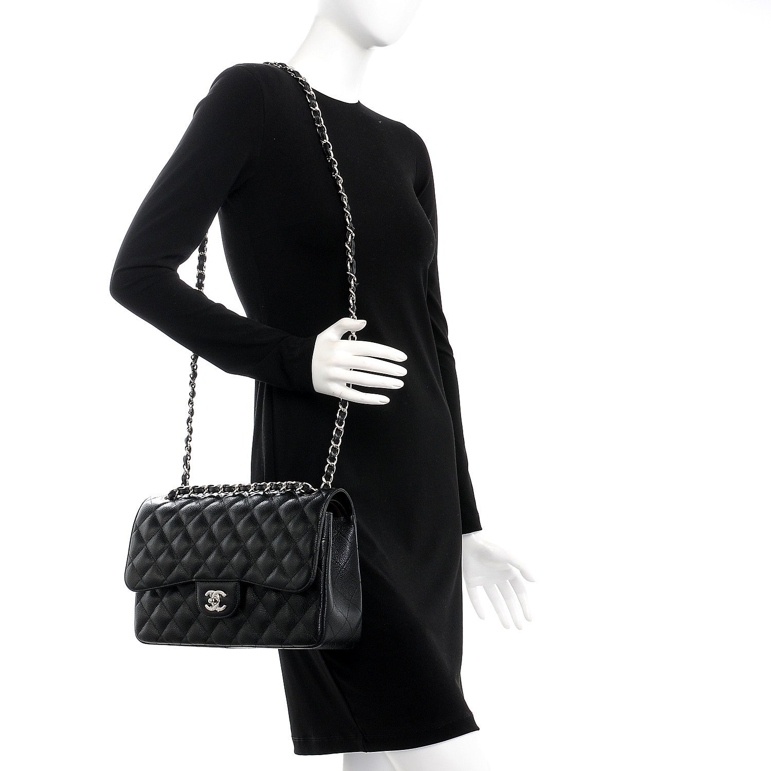 Chanel Caviar Quilted Jumbo Double Flap Black 2 of 7