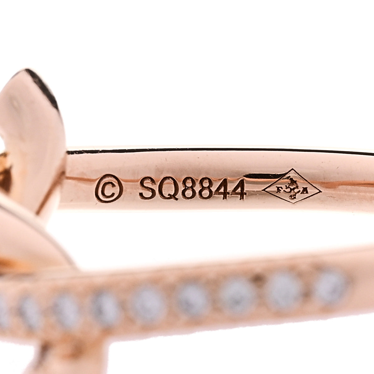 Cartier 18K Pink Gold Diamond Entrelaces Ring 48 4.5 5 of 6
