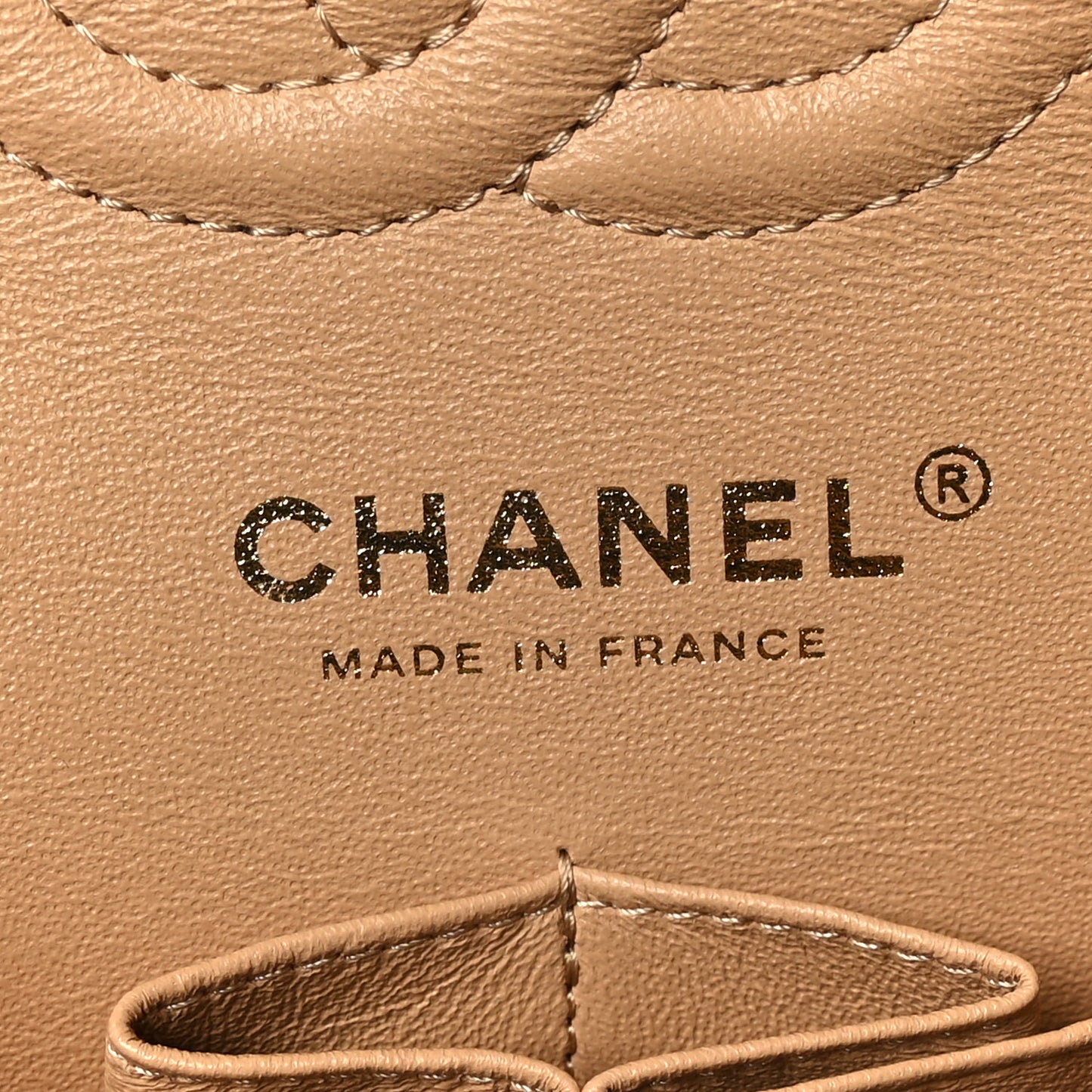 Caviar Quilted Small Double Flap Beige