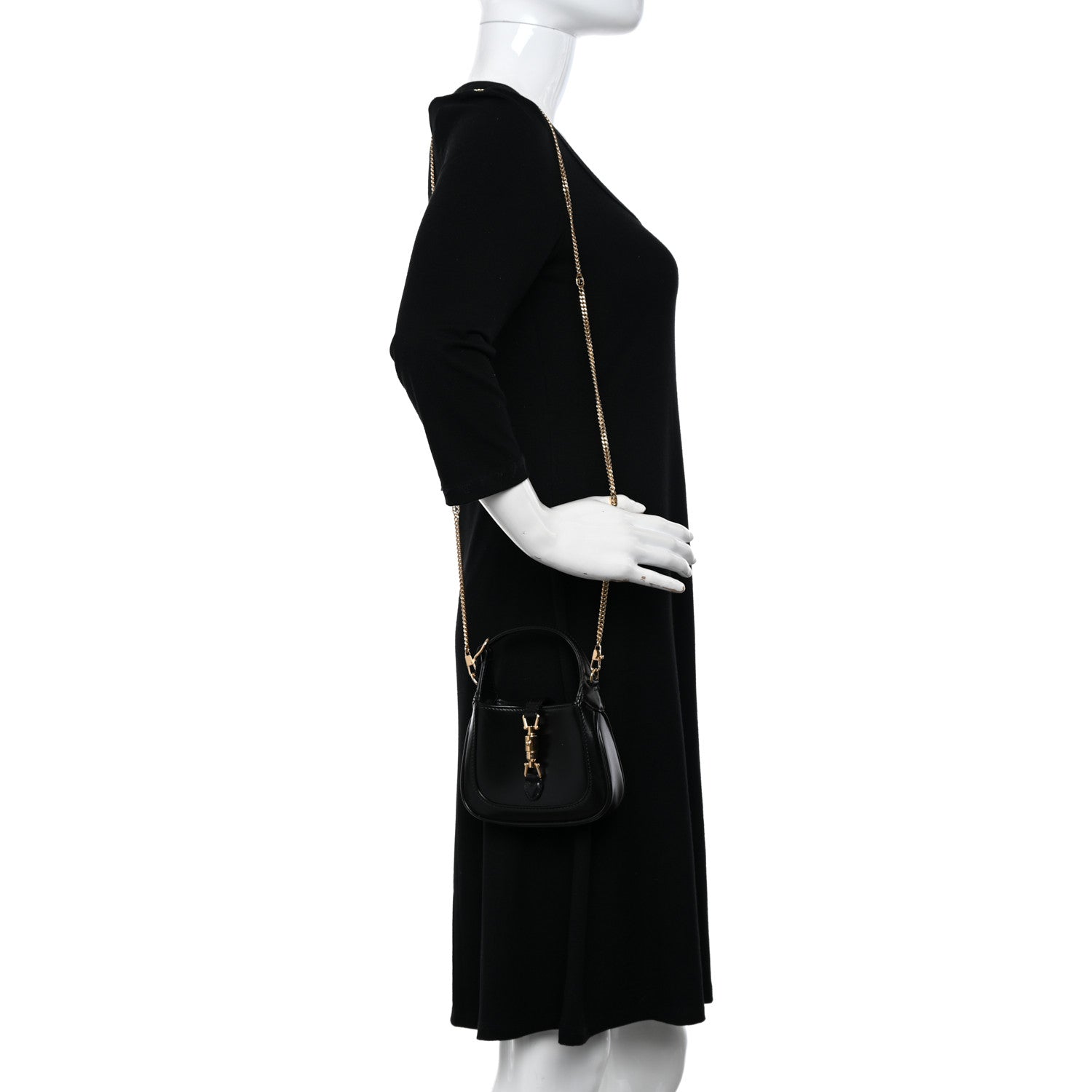 Gucci Boarded Dyana Lux Calfskin Super Mini Jackie 1961 Hobo Black 3 of 10