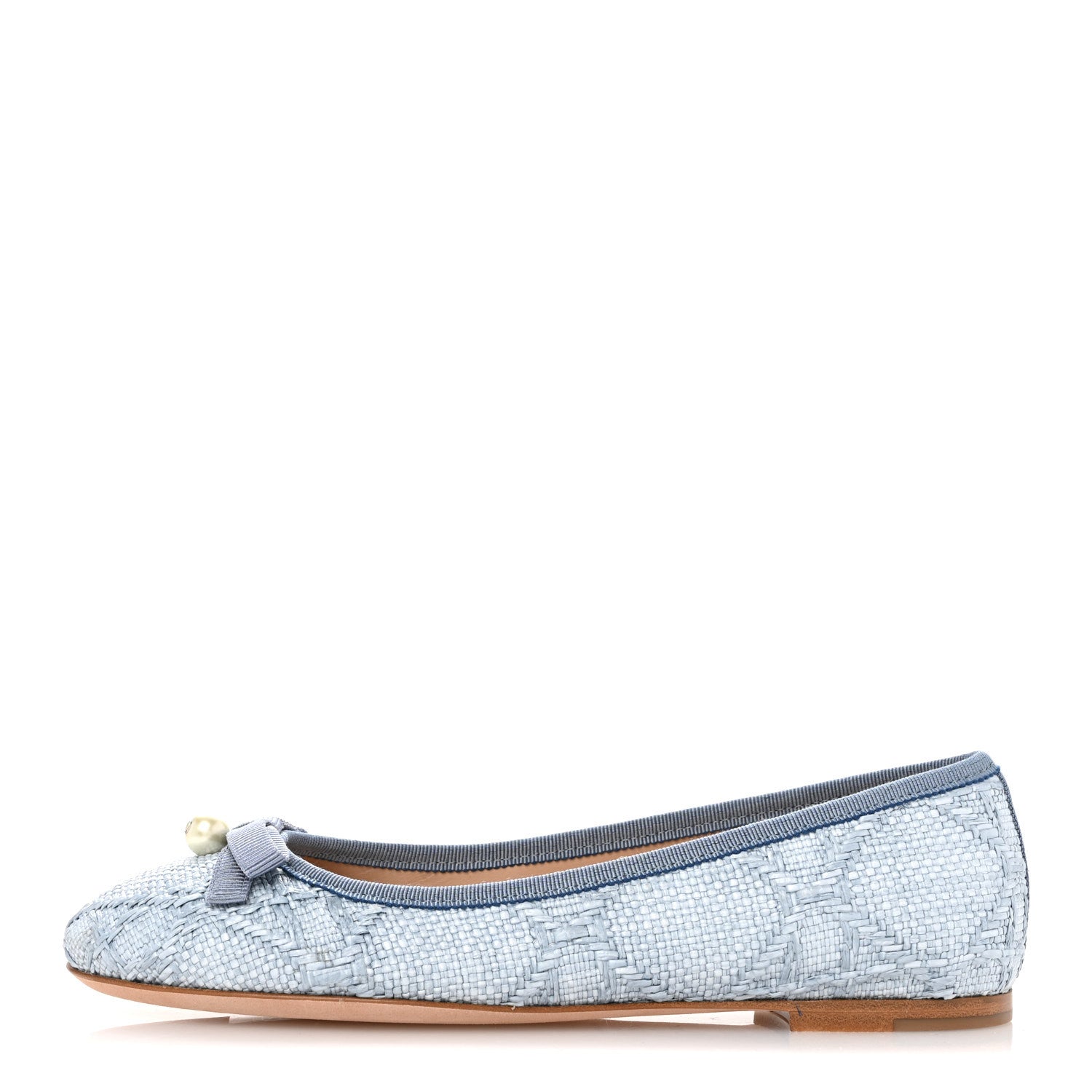 Christian Dior Raffia Cannage Ballet Flat 37 Bleu Pastel 1 of 10