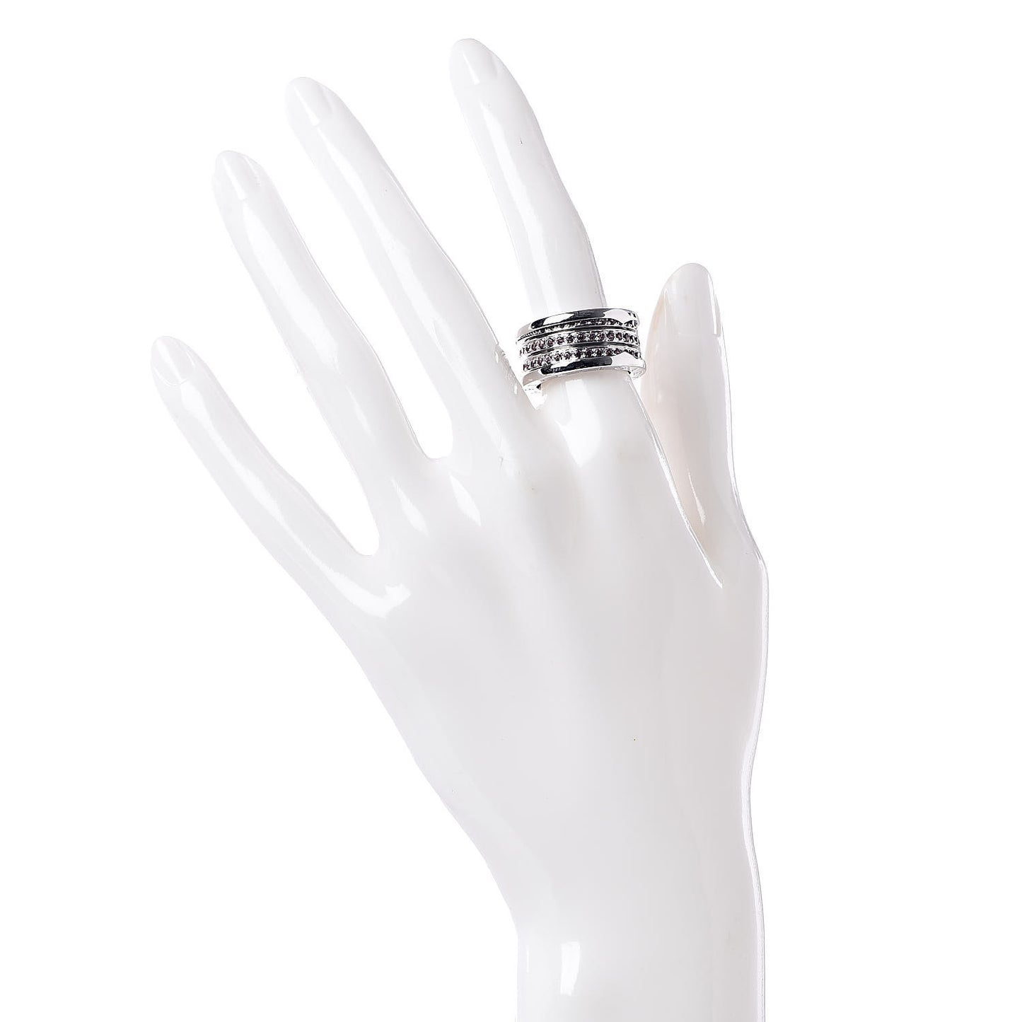 18K White Gold Pink Sapphire B.Zero1 Three-Band Ring 53 6.25