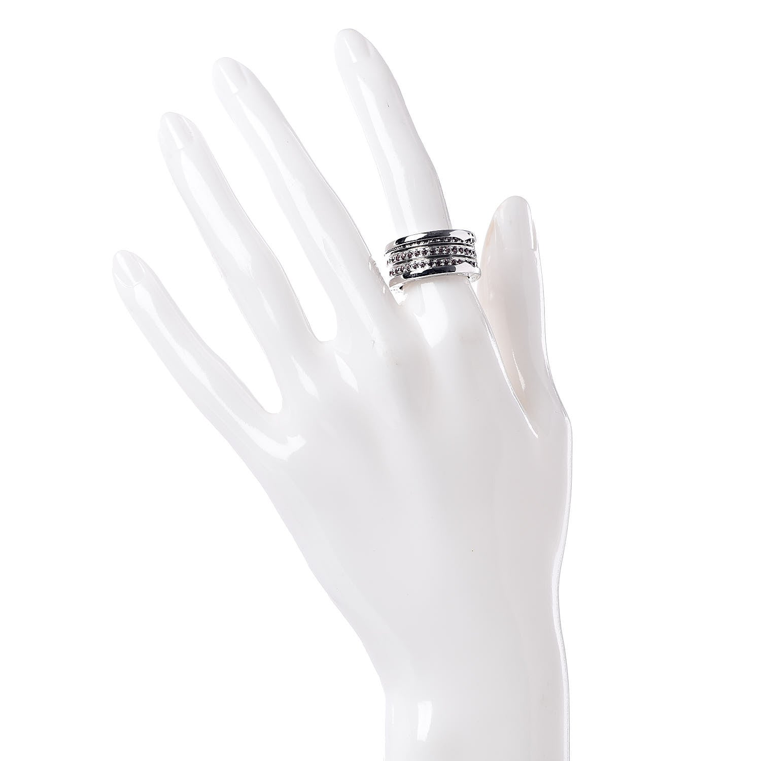 Bulgari 18K White Gold Pink Sapphire B.Zero1 Three-Band Ring 53 6.25 2 of 5