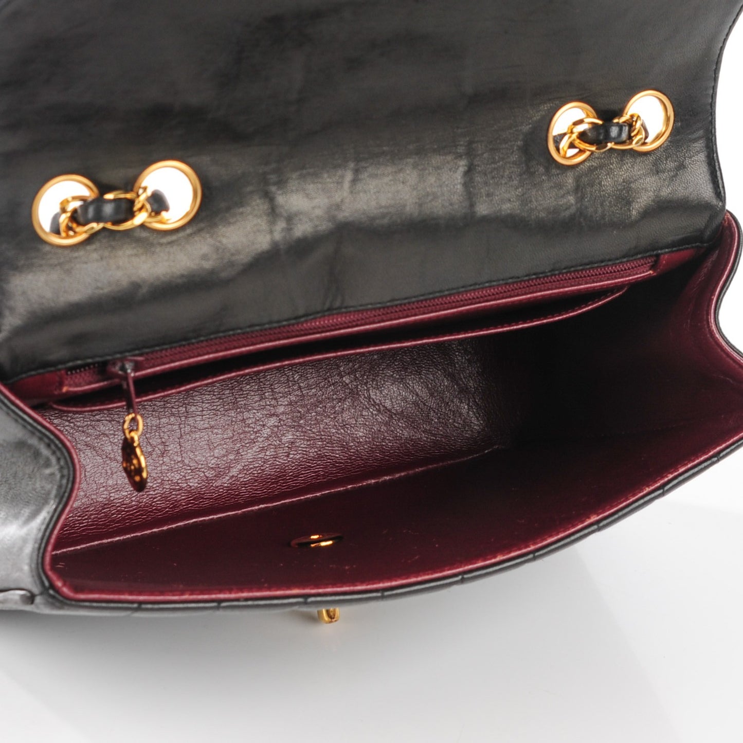 Lambskin Quilted Chevron Small Single Flap Black