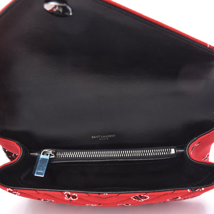 Saint Laurent Canvas Bandana Matelasse Chevron Medium College Bag Red 5 of 9
