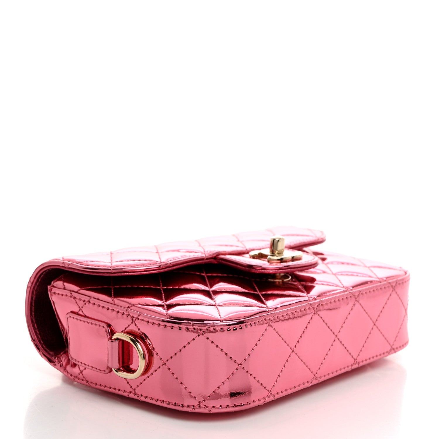 Chanel Mirror Calfskin Metallic Lambskin Quilted Hollywood Boulevard Mini Flap With Star Coin Purse Pink 4 of 11