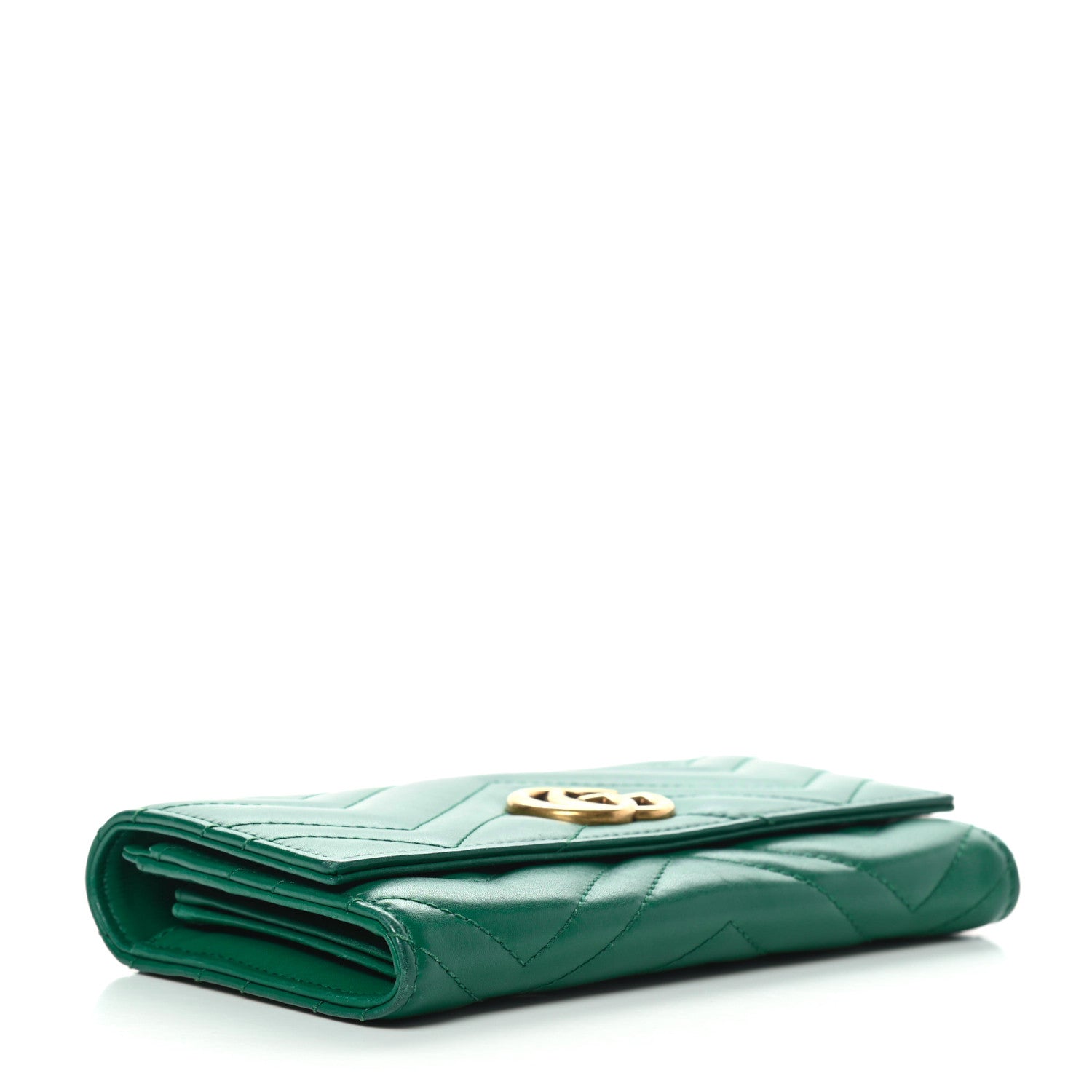 Gucci Calfskin Matelasse GG Marmont Continental Wallet Emerald Green 4 of 11
