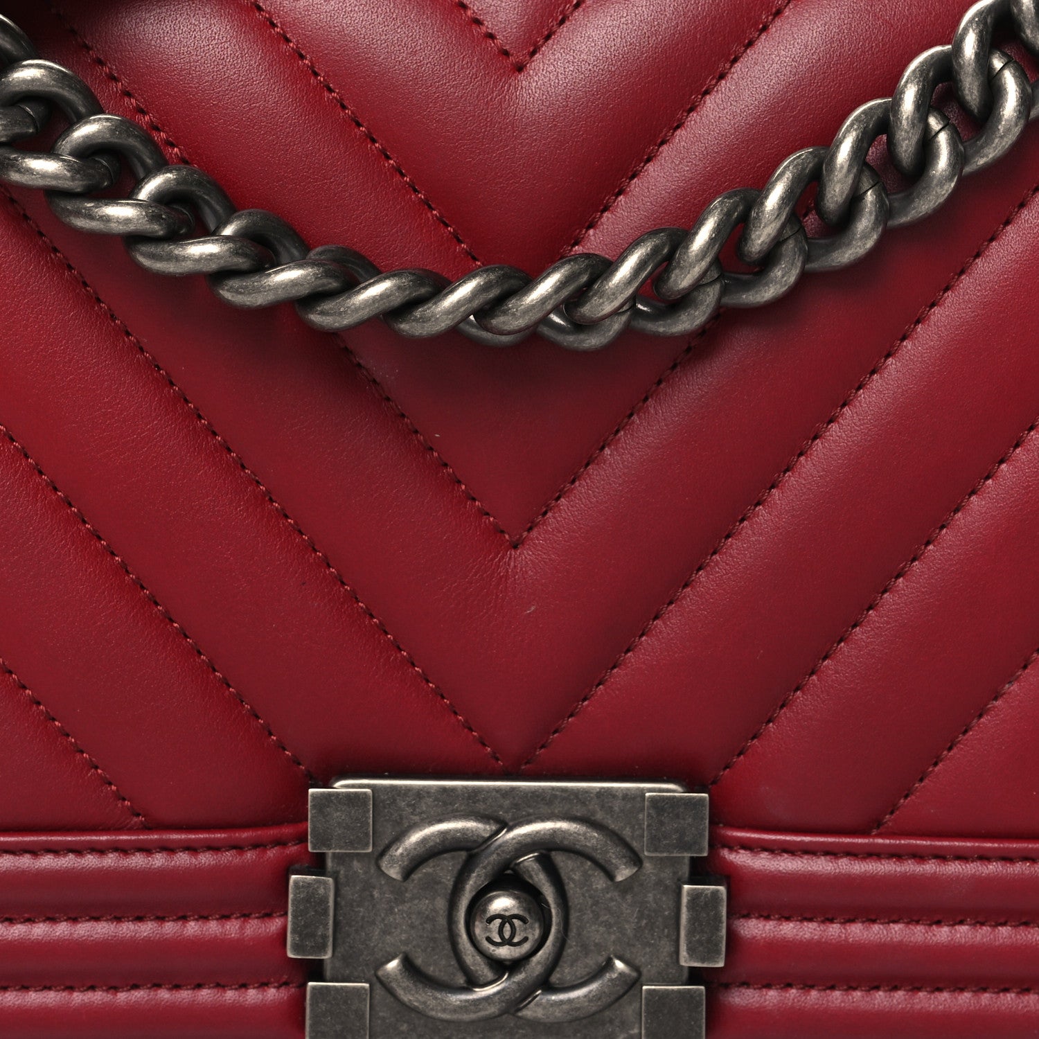 Chanel Calfskin Chevron Quilted Medium Boy Flap Burgundy 8 of 13