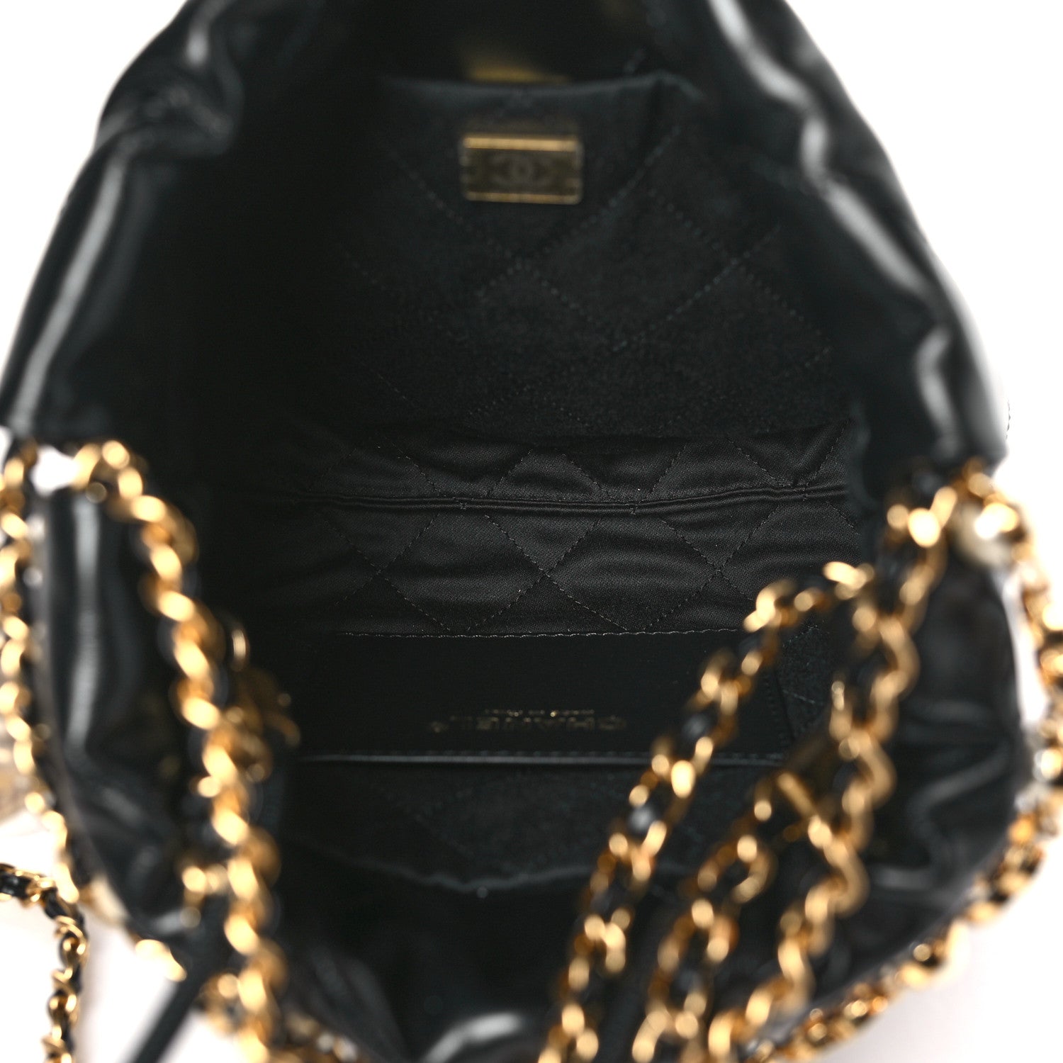 Chanel Shiny Calfskin Quilted Pearl CC Chain Mini Chanel 22 Black 5 of 10