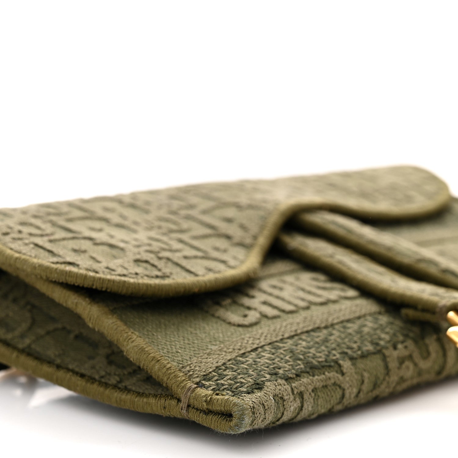 Christian Dior Oblique Embroidered Slim Saddle Pouch Green 9 of 10