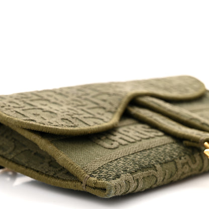 Christian Dior Oblique Embroidered Slim Saddle Pouch Green 9 of 10
