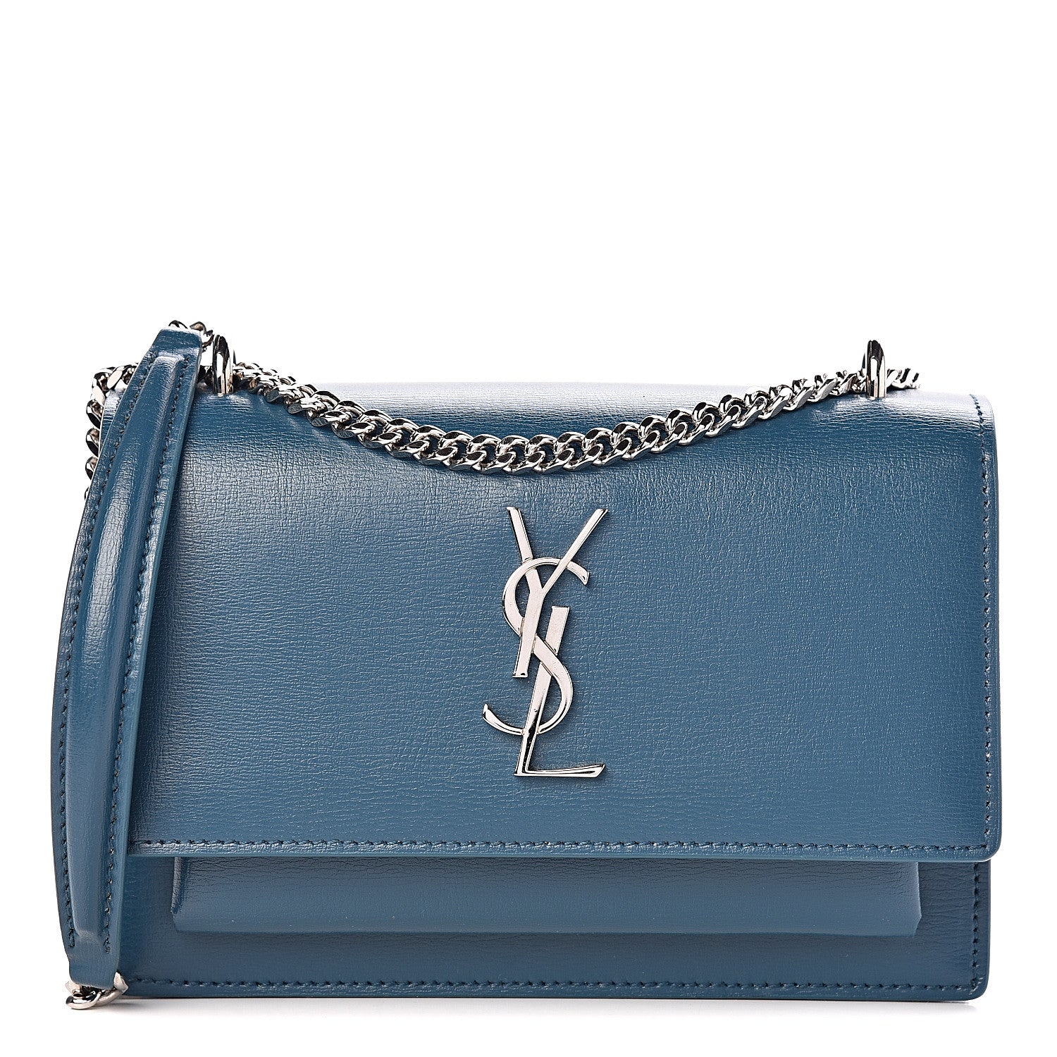 Saint Laurent Calfskin Monogram Sunset Chain Wallet Peacock 1 of 12