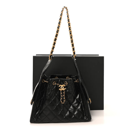 Chanel Shiny Crumpled Calfskin Quilted Small Chanel 25 Handbag Black 11 of 11