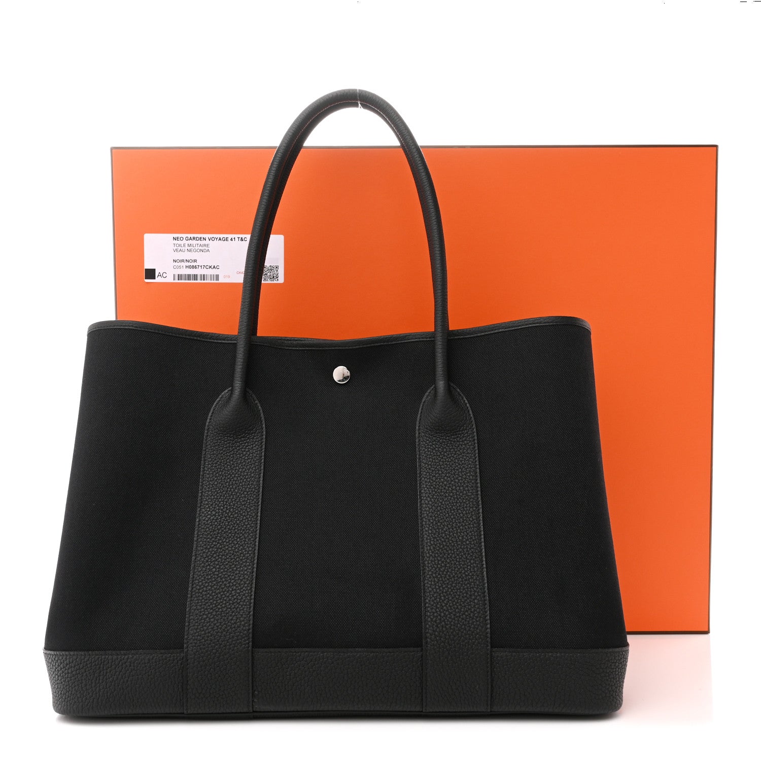 Hermes Toile Militaire Negonda Neo Garden Party Voyage 41 Black 11 of 11