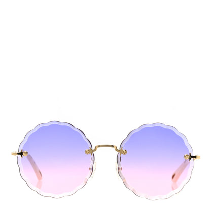 Chloe Rosie Bevelled Round Sunglasses CE142S Gold Gradient Pink 2 of 7