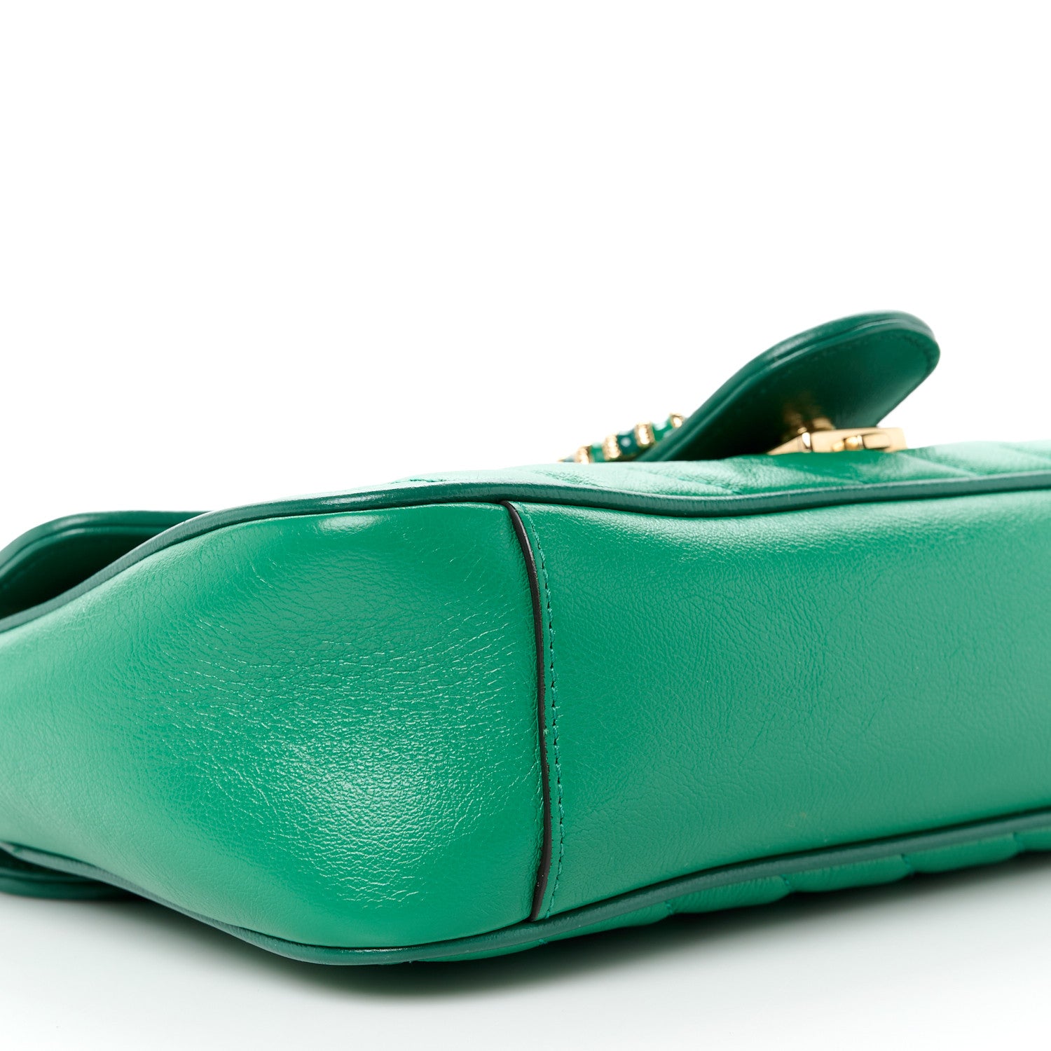 Gucci Azalea Calfskin Enamel Matelasse Diagonal Small Torchon GG Marmont Shoulder Bag New Shamarock Emerald 10 of 11