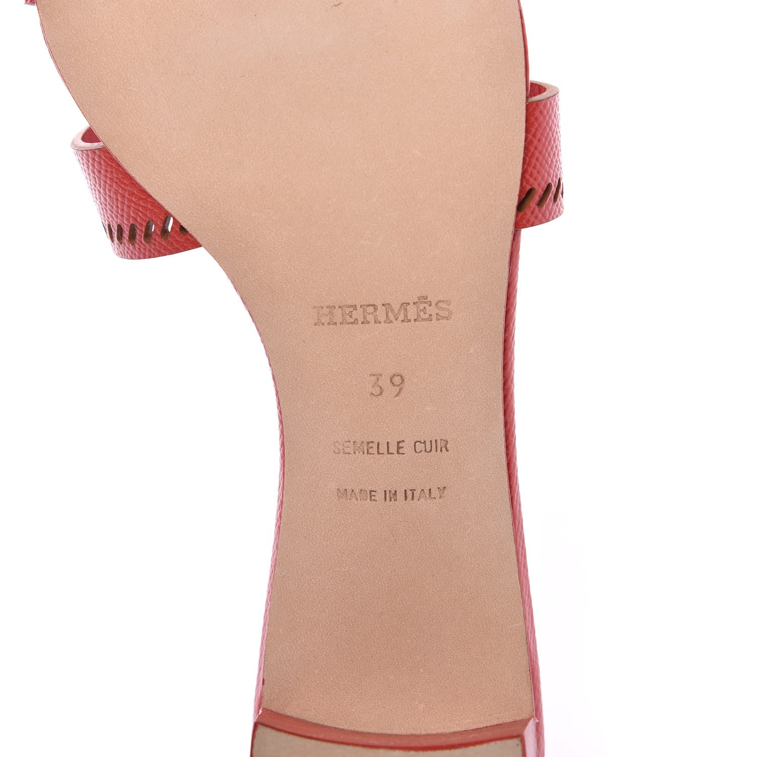 Hermes Patent Epsom Perforated Oasis Sandals 39 Pavot 6 of 8
