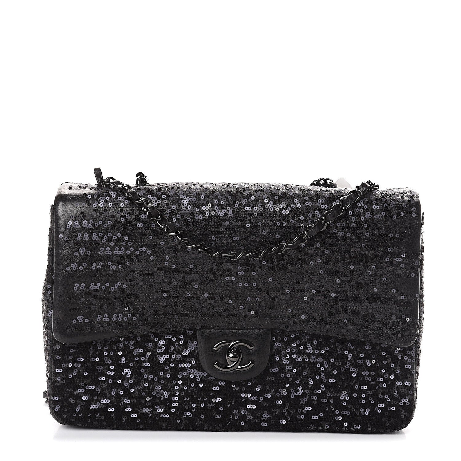 Chanel Sequin Lambskin Jumbo Moonlight on Water Flap Black 1 of 9