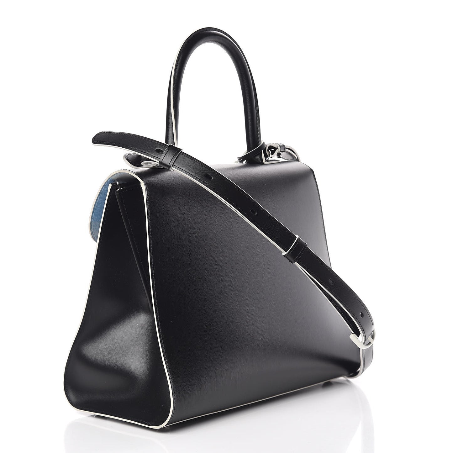 Box Calfskin Ribbons Dans Les Nuages MM Brillant Satchel Black